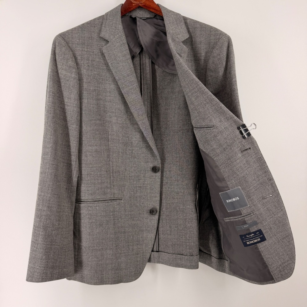 Bonobos Jetsetter Blazer Men 38S Grey Slim Fit Italian Wool Marzotto Suit Jacket